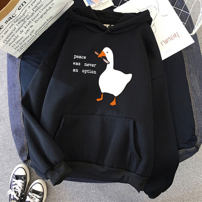 Peace Was Never An Option Goose Print Muške Dugih Rukava Slatki Ležerni Pulover Kreativnost Džep Topla Odjeća Muški Sweatshirt