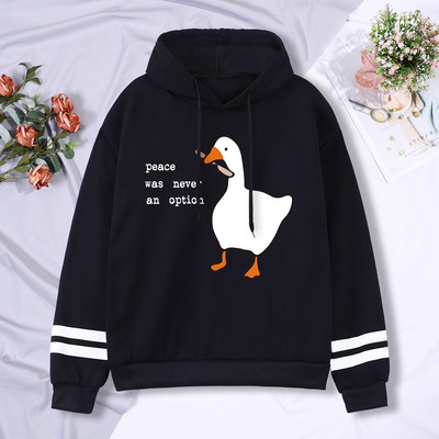 Peace Was Never An Option Goose Print Muške Dugih Rukava Slatki Ležerni Pulover Kreativnost Džep Topla Odjeća Muški Sweatshirt