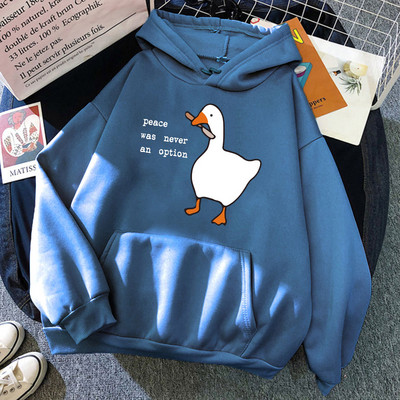 Peace Was Never An Option Goose Print Muške Dugih Rukava Slatki Ležerni Pulover Kreativnost Džep Topla Odjeća Muški Sweatshirt