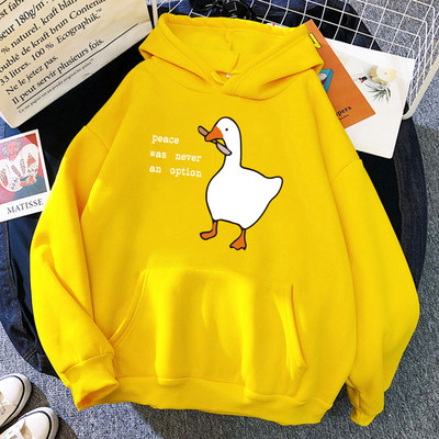 Peace Was Never An Option Goose Print Muške Dugih Rukava Slatki Ležerni Pulover Kreativnost Džep Topla Odjeća Muški Sweatshirt