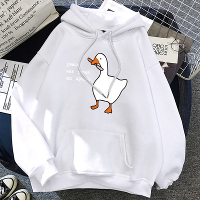 Peace Was Never An Option Goose Print Muške Dugih Rukava Slatki Ležerni Pulover Kreativnost Džep Topla Odjeća Muški Sweatshirt