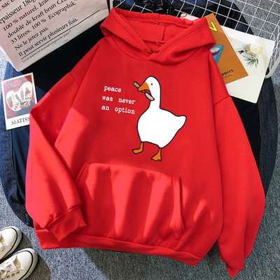 Peace Was Never An Option Goose Print Muške Dugih Rukava Slatki Ležerni Pulover Kreativnost Džep Topla Odjeća Muški Sweatshirt