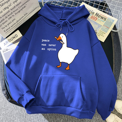 Peace Was Never An Option Goose Print Muške Dugih Rukava Slatki Ležerni Pulover Kreativnost Džep Topla Odjeća Muški Sweatshirt