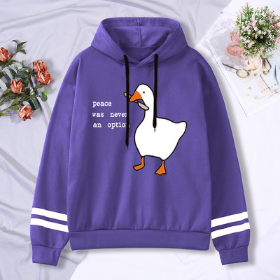 Peace Was Never An Option Goose Print Muške Dugih Rukava Slatki Ležerni Pulover Kreativnost Džep Topla Odjeća Muški Sweatshirt