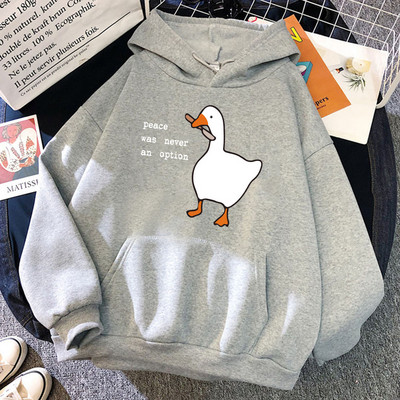 Peace Was Never An Option Goose Print Muške Dugih Rukava Slatki Ležerni Pulover Kreativnost Džep Topla Odjeća Muški Sweatshirt