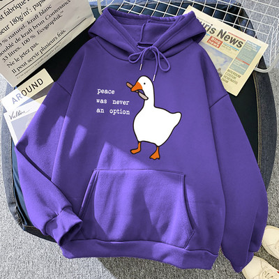 Peace Was Never An Option Goose Print Muške Dugih Rukava Slatki Ležerni Pulover Kreativnost Džep Topla Odjeća Muški Sweatshirt