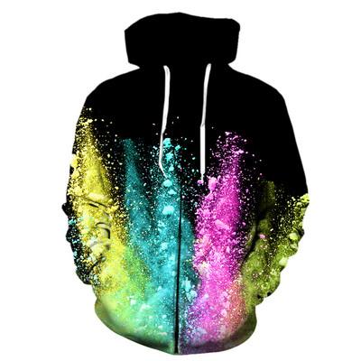 Pulberpritsmevärvimine lipsuvärvimine Kapuutsid Meeste kapuuts Pusa tõmblukuga Kapuutsiga meeste/naiste kapuuts Sügistalv 3D Disain Vaba aeg Mood