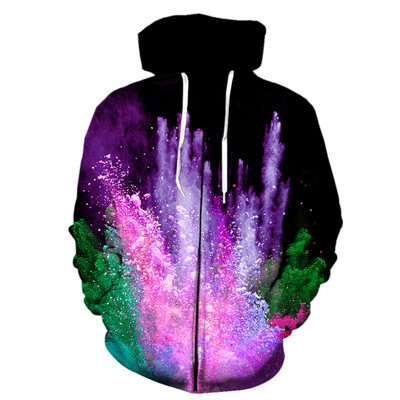Pulberpritsmevärvimine lipsuvärvimine Kapuutsid Meeste kapuuts Pusa tõmblukuga Kapuutsiga meeste/naiste kapuuts Sügistalv 3D Disain Vaba aeg Mood