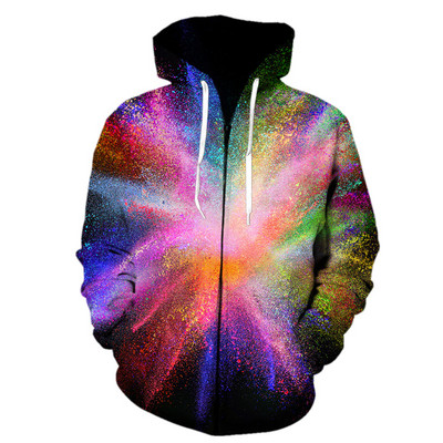 Pulberpritsmevärvimine lipsuvärvimine Kapuutsid Meeste kapuuts Pusa tõmblukuga Kapuutsiga meeste/naiste kapuuts Sügistalv 3D Disain Vaba aeg Mood