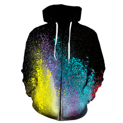 Pulberpritsmevärvimine lipsuvärvimine Kapuutsid Meeste kapuuts Pusa tõmblukuga Kapuutsiga meeste/naiste kapuuts Sügistalv 3D Disain Vaba aeg Mood