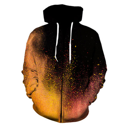 Pulberpritsmevärvimine lipsuvärvimine Kapuutsid Meeste kapuuts Pusa tõmblukuga Kapuutsiga meeste/naiste kapuuts Sügistalv 3D Disain Vaba aeg Mood