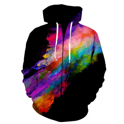 Pulberpritsmevärvimine lipsuvärvimine Kapuutsid Meeste kapuuts Pusa tõmblukuga Kapuutsiga meeste/naiste kapuuts Sügistalv 3D Disain Vaba aeg Mood