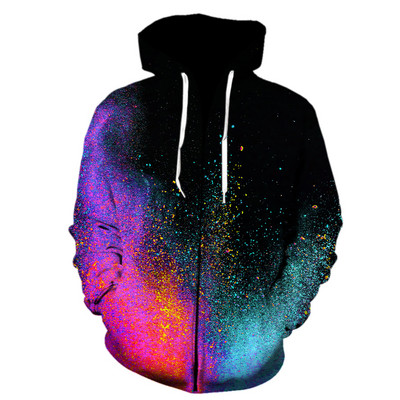 Pulberpritsmevärvimine lipsuvärvimine Kapuutsid Meeste kapuuts Pusa tõmblukuga Kapuutsiga meeste/naiste kapuuts Sügistalv 3D Disain Vaba aeg Mood