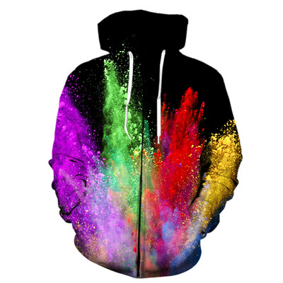 Pulberpritsmevärvimine lipsuvärvimine Kapuutsid Meeste kapuuts Pusa tõmblukuga Kapuutsiga meeste/naiste kapuuts Sügistalv 3D Disain Vaba aeg Mood
