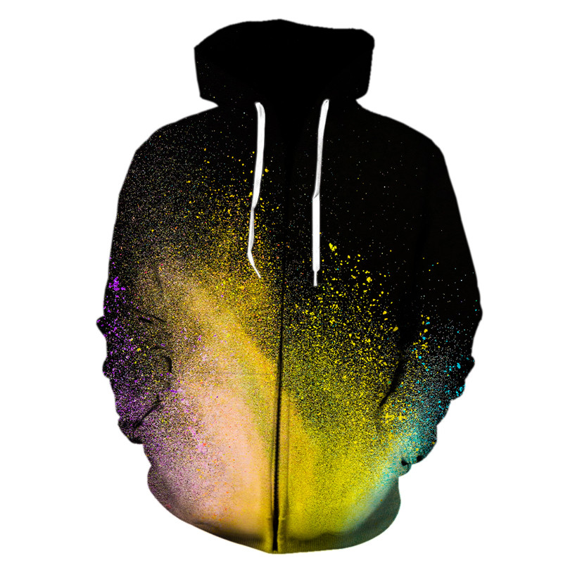 Pulberpritsmevärvimine lipsuvärvimine Kapuutsid Meeste kapuuts Pusa tõmblukuga Kapuutsiga meeste/naiste kapuuts Sügistalv 3D Disain Vaba aeg Mood