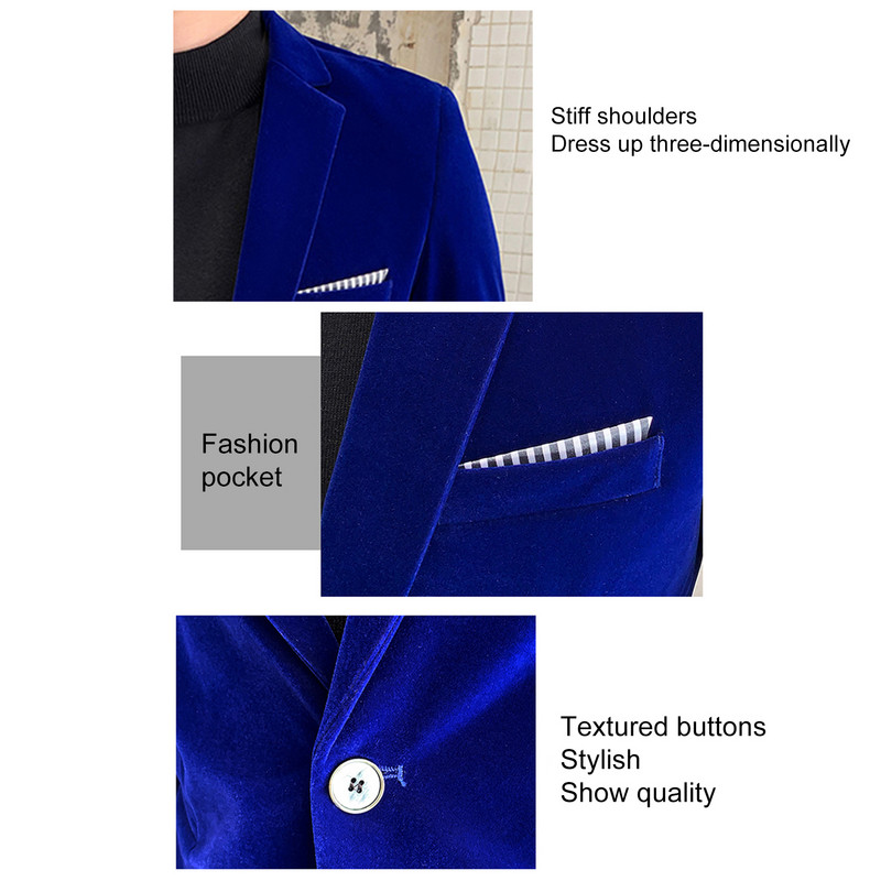 Gornji dio muškog odijela, stilski muški sako s običnim rukavima za mršavljenje, baršunasti sako za poslovne muškarce, sako, muško odijelo, kaput