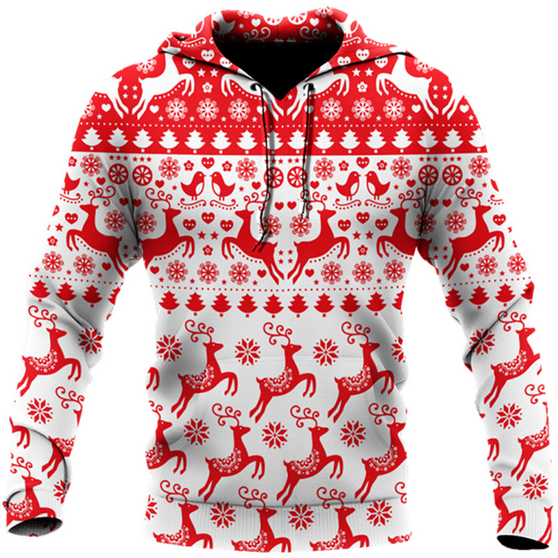 Božićne majice s kapuljačom Sweatshirts Unisex odjeća Sweatshirt s 3D grafikom Djeda Božićnjaka za muškarce Modni party Blagdanski pulover prevelik