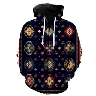 Ανδρικά κουκούλα με φερμουάρ έθνικ στυλ casual ανοιξιάτικα αστεία streetwear με μπουφάν με κουκούλα Harajuku 3D printed oversized μόδα