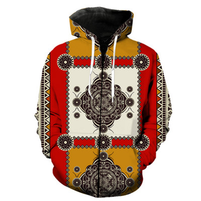 Ανδρικά κουκούλα με φερμουάρ έθνικ στυλ casual ανοιξιάτικα αστεία streetwear με μπουφάν με κουκούλα Harajuku 3D printed oversized μόδα