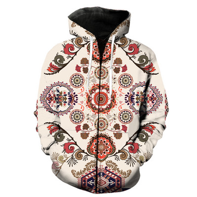 Ανδρικά κουκούλα με φερμουάρ έθνικ στυλ casual ανοιξιάτικα αστεία streetwear με μπουφάν με κουκούλα Harajuku 3D printed oversized μόδα