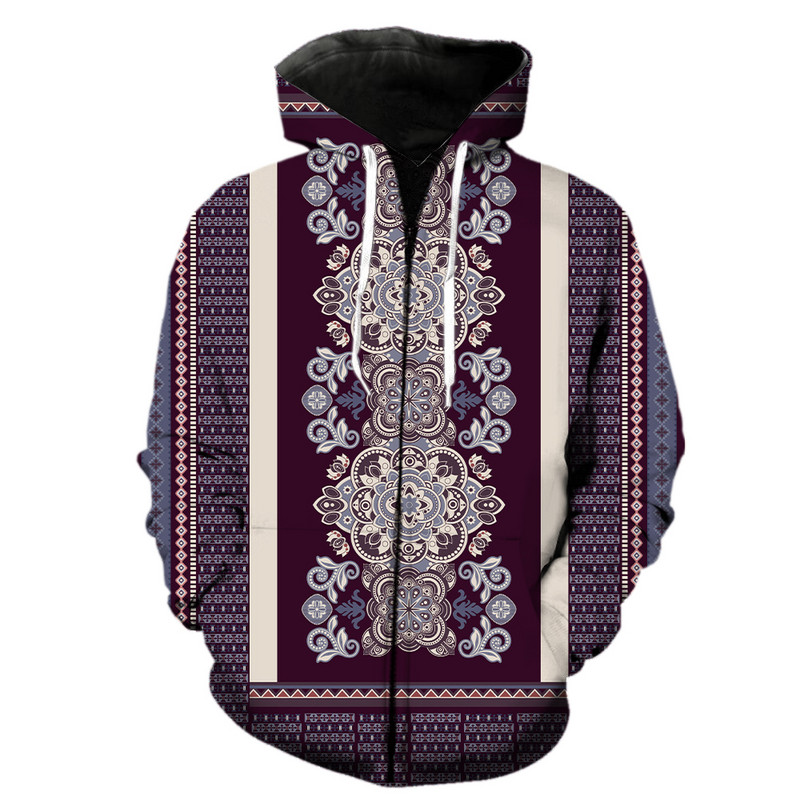 Ανδρικά κουκούλα με φερμουάρ έθνικ στυλ casual ανοιξιάτικα αστεία streetwear με μπουφάν με κουκούλα Harajuku 3D printed oversized μόδα