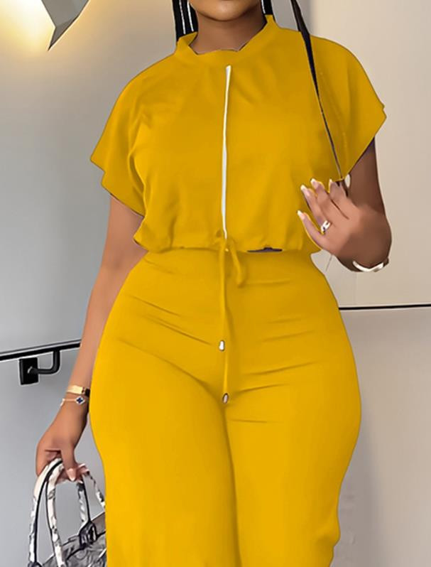 Dvodijelni set ženske odjeće, ležerna odjeća za 2023., gornji dio zvonastih rukava s uzicom s kontrastnim pločama i modni komplet hlača s visokim strukom, ulična odjeća