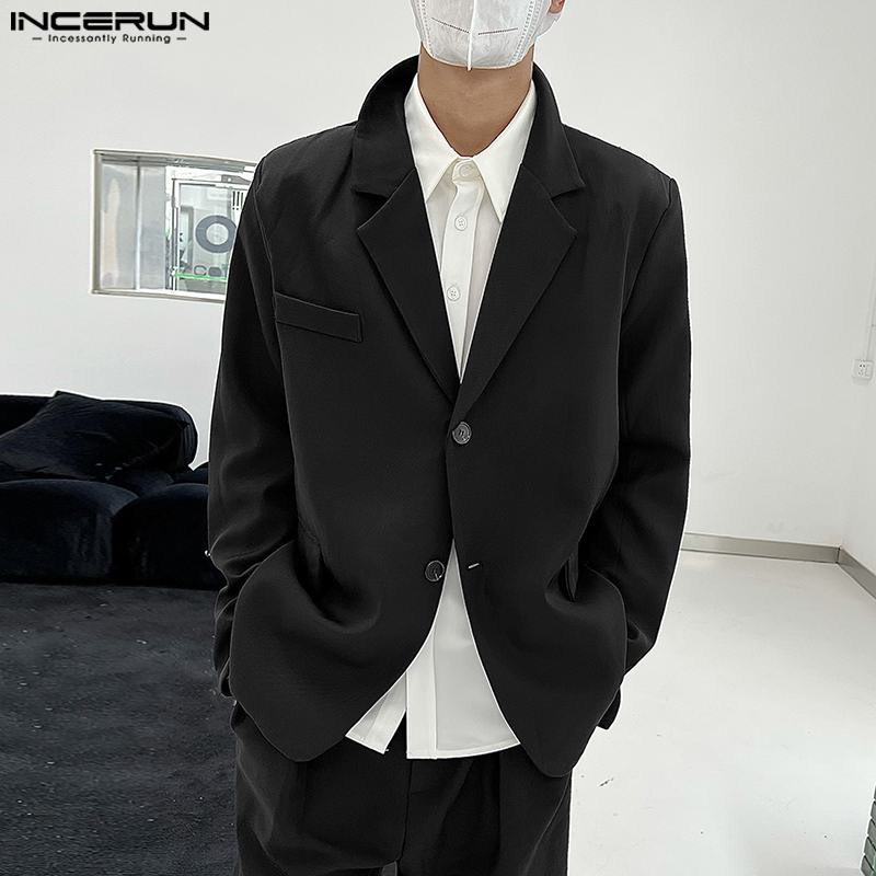 INCERUN 2023 meeste bleiser, pitsist lapiline rev, pikkade varrukatega nööpidega tänavarõivad, mis sobivad meestele läbipaistva seljaga Mood vabaaja õhukesed mantlid