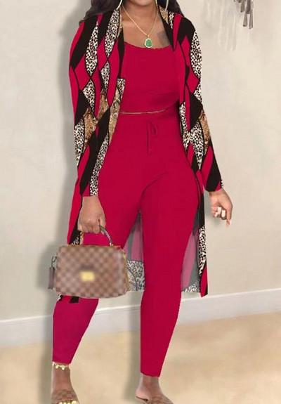 3-dijelni komplet ženske odjeće 2023. Modni jesensko-zimski seksi kaput dugih rukava i uzica visokog struka, elegantan komplet hlača s prslukom