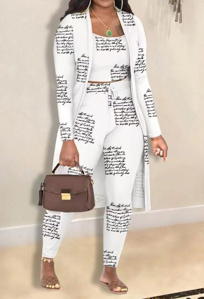 3-dijelni komplet ženske odjeće 2023. Modni jesensko-zimski seksi kaput dugih rukava i uzica visokog struka, elegantan komplet hlača s prslukom