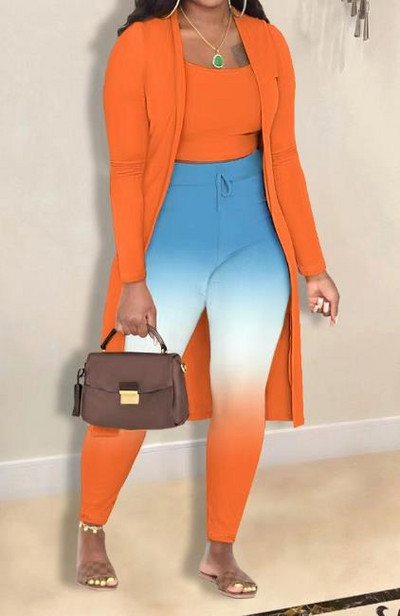 3-dijelni komplet ženske odjeće 2023. Modni jesensko-zimski seksi kaput dugih rukava i uzica visokog struka, elegantan komplet hlača s prslukom