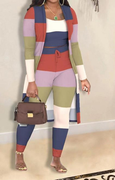 3-dijelni komplet ženske odjeće 2023. Modni jesensko-zimski seksi kaput dugih rukava i uzica visokog struka, elegantan komplet hlača s prslukom