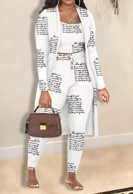 3-dijelni komplet ženske odjeće 2023. Modni jesensko-zimski seksi kaput dugih rukava i uzica visokog struka, elegantan komplet hlača s prslukom