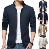 Casual ανδρικό Blazer Άνοιξη Φθινόπωρο Κομψό Business Casual Jacket Μονόχρωμο γιακά Τσέπες με φερμουάρ Λεπτό λεπτό παλτό blazer