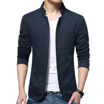 Casual ανδρικό Blazer Άνοιξη Φθινόπωρο Κομψό Business Casual Jacket Μονόχρωμο γιακά Τσέπες με φερμουάρ Λεπτό λεπτό παλτό blazer