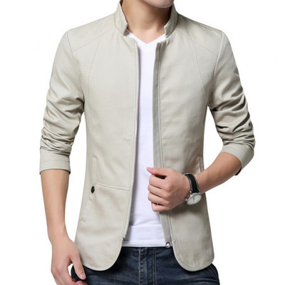 Casual ανδρικό Blazer Άνοιξη Φθινόπωρο Κομψό Business Casual Jacket Μονόχρωμο γιακά Τσέπες με φερμουάρ Λεπτό λεπτό παλτό blazer