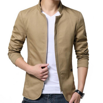 Casual ανδρικό Blazer Άνοιξη Φθινόπωρο Κομψό Business Casual Jacket Μονόχρωμο γιακά Τσέπες με φερμουάρ Λεπτό λεπτό παλτό blazer