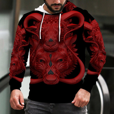Prekrasna muška majica s kapuljačom s 3D printom zmaja, uniseks majica s kapuljačom, dukserica, jesenska i zimska ulična odjeća, ležerna jakna