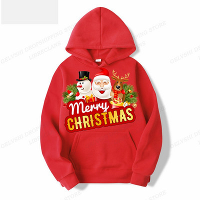 Muške modne majice s kapuljačom za sretan Božić, majica s kapuljačom s printom sobova, dječja hip-hop majica s kapuljačom, kaput za dječake, ženska znojnica, snjegović, odjeća za zabave, crvena