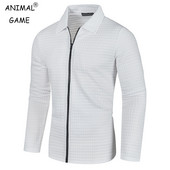 Νέο ανδρικό μονόχρωμο φούτερ με φερμουάρ Χαλαρό μπουφάν Ζεστό πουλόβερ Jogger Αθλητικά παλτό πέτο