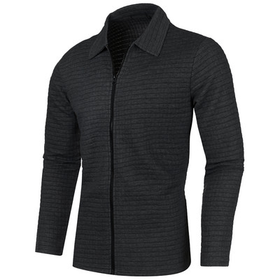 Νέο ανδρικό μονόχρωμο φούτερ με φερμουάρ Χαλαρό μπουφάν Ζεστό πουλόβερ Jogger Αθλητικά παλτό πέτο