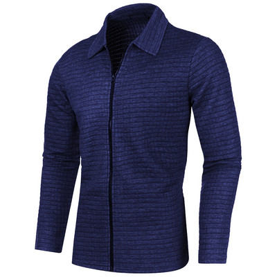 Νέο ανδρικό μονόχρωμο φούτερ με φερμουάρ Χαλαρό μπουφάν Ζεστό πουλόβερ Jogger Αθλητικά παλτό πέτο