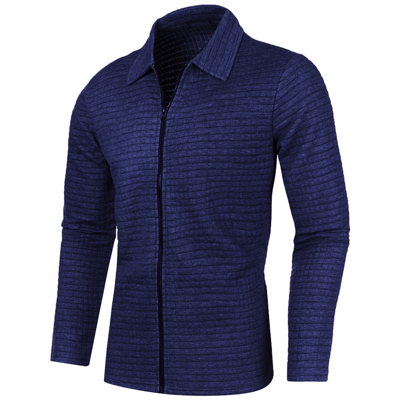 Νέο ανδρικό μονόχρωμο φούτερ με φερμουάρ Χαλαρό μπουφάν Ζεστό πουλόβερ Jogger Αθλητικά παλτό πέτο