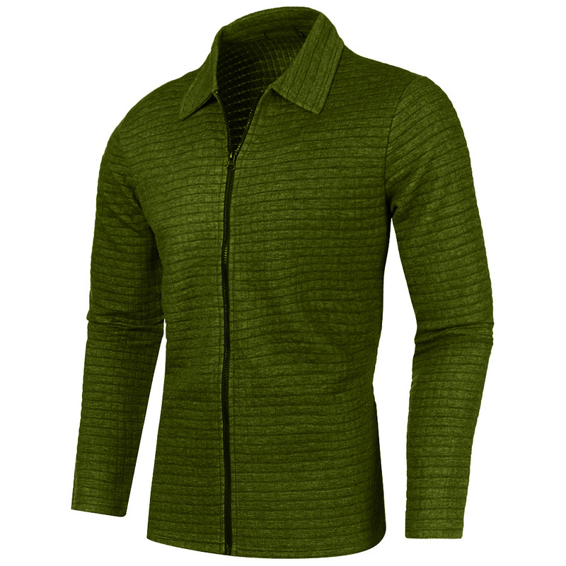 Νέο ανδρικό μονόχρωμο φούτερ με φερμουάρ Χαλαρό μπουφάν Ζεστό πουλόβερ Jogger Αθλητικά παλτό πέτο