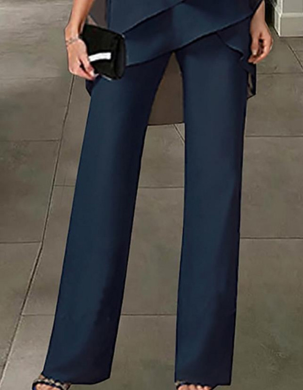 Set de piese de cârlig ținută pentru femei 2023 vară elegantă, gât cu gaura cheii, top în straturi și modă, pantaloni lungi largi, costume pentru femei