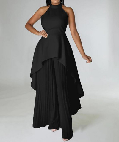 Dvodijelni kompleti Ženska odjeća Ljeto 2023. Bijeli modni asimetrični top bez rukava s otvorenim leđima i elegantni plisirani komplet širokih nogavica