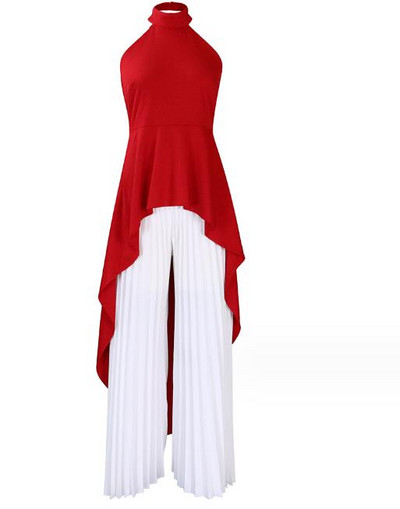 Dvodijelni kompleti Ženska odjeća Ljeto 2023. Bijeli modni asimetrični top bez rukava s otvorenim leđima i elegantni plisirani komplet širokih nogavica