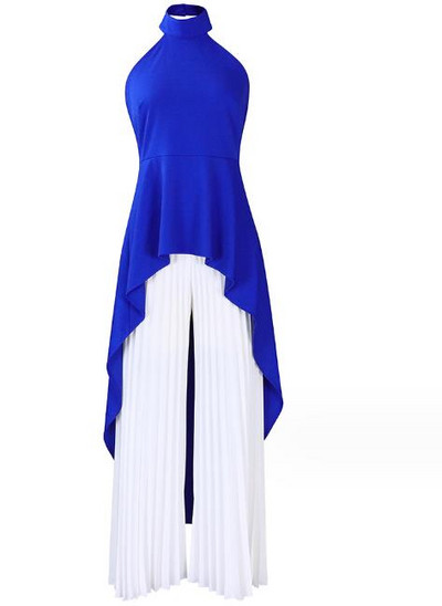 Dvodijelni kompleti Ženska odjeća Ljeto 2023. Bijeli modni asimetrični top bez rukava s otvorenim leđima i elegantni plisirani komplet širokih nogavica