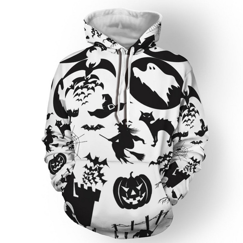 Halloweeni 3D kõikjal prinditud sügisene meeste/naiste kapuutsid Unisex vabaaja pulloverid kapuuts, naljakas tänavarõivaste spordidress
