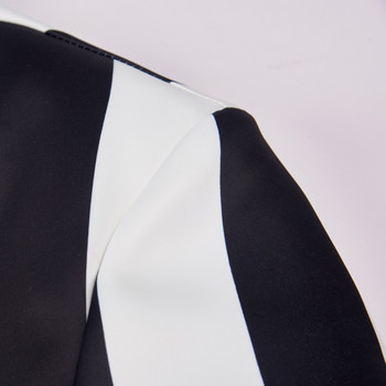 HOO 2023 Ανδρικό σακάκι με στάμπα με κάθετη ρίγα Μαύρο και άσπρο ριγέ μπλέιζερ Singer Performance