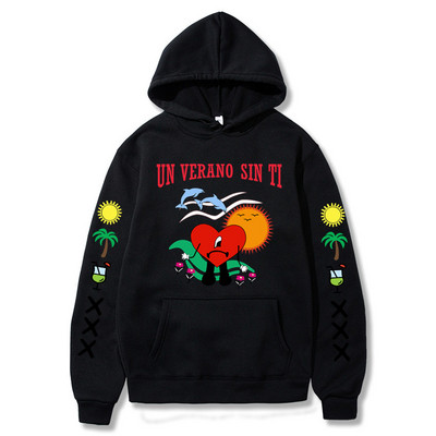 2022. aasta uus Bad Bunny meeste ja naiste trükitud kapuuts Mood Street Hip Hop Hoodie dressipluus Unisex Kvaliteetne kuummüük